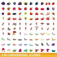 100 universele iconen set, cartoon stijl vector