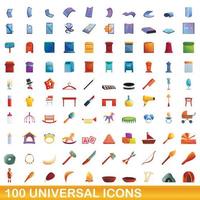 100 universele iconen set, cartoon stijl vector