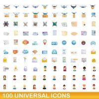 100 universele iconen set, cartoon stijl vector