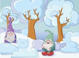 kabouter in winter concept banner, cartoon stijl vector