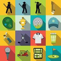 golf plat pictogrammen set vector