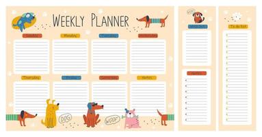 handtekening weekplanner met honden. vectorillustraties vector