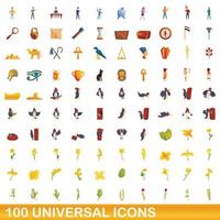 100 universele iconen set, cartoon stijl vector