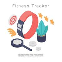 fitness tracker concept banner, isometrische stijl vector