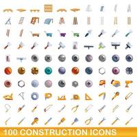 100 bouw iconen set, cartoon stijl vector