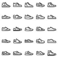 sneakers iconen set, Kaderstijl vector