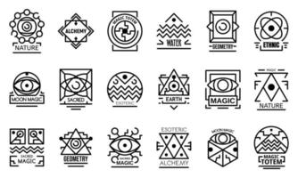 geometrische alchemie iconen set, Kaderstijl