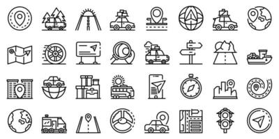 auto reis iconen set, Kaderstijl vector