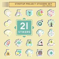 sticker set opstartproject. geschikt voor opstartsymbool. eenvoudig ontwerp bewerkbaar. ontwerp sjabloon vector. eenvoudige illustratie vector