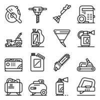 benzine tools iconen set, Kaderstijl vector