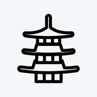 pictogram pagode. geschikt voor Japans symbool. lijn stijl. eenvoudig ontwerp bewerkbaar. ontwerp sjabloon vector. eenvoudige illustratie vector