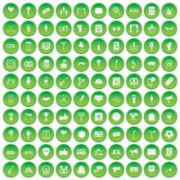 100 evenementenpictogrammen instellen groene cirkel vector