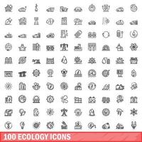 100 ecologie iconen set, Kaderstijl vector