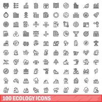 100 ecologie iconen set, Kaderstijl vector