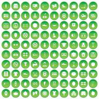 100 sportschoolpictogrammen instellen groene cirkel vector