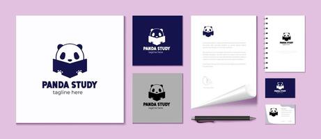 panda study logo branding vector