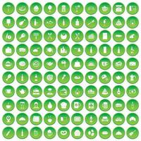 100 restaurantpictogrammen instellen groene cirkel vector