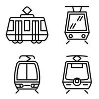 tram auto iconen set, Kaderstijl vector