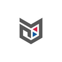 letter nm abstracte driehoeken pijlen ontwerp logo vector