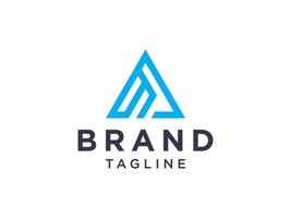 blauwe letter een logo geometrische driehoek geïsoleerd op een witte achtergrond. platte vector logo ontwerpsjabloon element