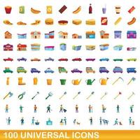 100 universele iconen set, cartoon stijl vector