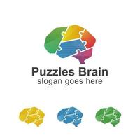puzzels slim brein logo of strategieën spel hersenen logo symbool pictogram ontwerp vector