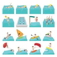 watersport cartoon pictogrammen vector