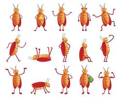 kakkerlak iconen set, cartoon stijl vector
