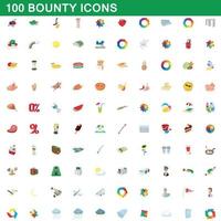 100 premie iconen set, cartoon stijl vector