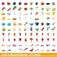 100 universele iconen set, cartoon stijl vector