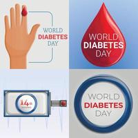diabetes dag banner set, cartoon stijl vector