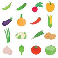 groenten iconen set, isometrische 3D-stijl vector