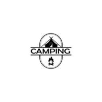 logo voor campingbergavontuur, bergkampeergeschenk, camping- en buitenavontuuremblemen vector