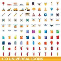 100 universele iconen set, cartoon stijl vector