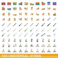 100 universele iconen set, cartoon stijl vector