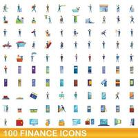 100 financiën iconen set, cartoon stijl vector