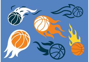 Basketbal op vuur vector pack