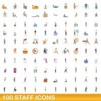 100 personeel iconen set, cartoon stijl vector