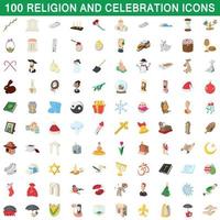 100 religie en viering iconen set vector