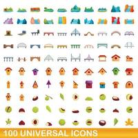 100 universele iconen set, cartoon stijl vector