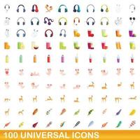 100 universele iconen set, cartoon stijl vector