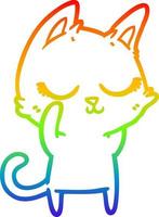regenbooggradiënt lijntekening kalm cartoon kat vector