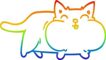 regenbooggradiënt lijntekening cartoon dikke kat vector