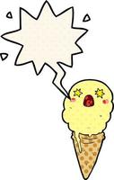 cartoon geschokt ijs en tekstballon in stripboekstijl vector