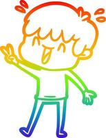 regenbooggradiënt lijntekening cartoon lachende jongen vector