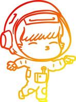 warme gradiënt lijntekening cartoon nieuwsgierig astronaut vector