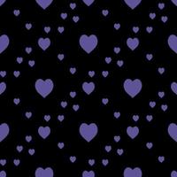naadloos patroon met schattige violette hartjes op zwarte achtergrond. vector afbeelding.