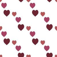 naadloos patroon met prachtige heldere en donkerrode en roze harten op een witte achtergrond voor plaid, stof, textiel, kleding, tafelkleed en andere dingen. vector afbeelding.