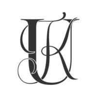 uk, ku, monogram-logo. kalligrafisch handtekeningpictogram. bruiloft logo monogram. moderne monogram symbool. koppels logo voor bruiloft vector