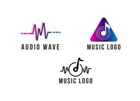 eenvoudige muziek en audio wave logo ontwerpsjabloon. vector